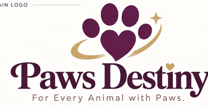 Paws Destiny plum and gold logo